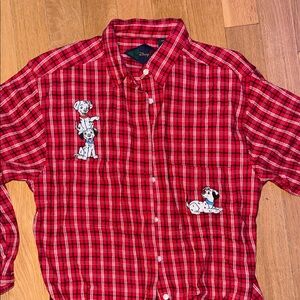 Vintage Disney Red Checkered Shirt with Dalmatian Design